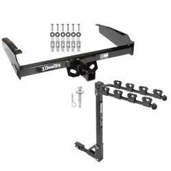 Trailer Tow Hitch w/ 4 Bike Rack For 80-97 Ford F-150 F-250 F-350 80-83 F-100 1997 Heavy Duty tilt away adult or child arms fold down carrier w/ Lock and Cover