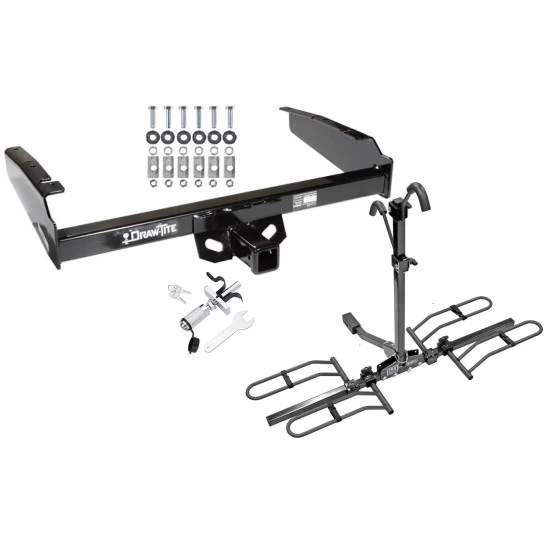 Trailer Tow Hitch For 80-97 Ford F-150 F-250 F-350 80-83 F-100 1997 Heavy Duty Platform Style 2 Bike Rack w/ Anti Rattle Hitch Lock