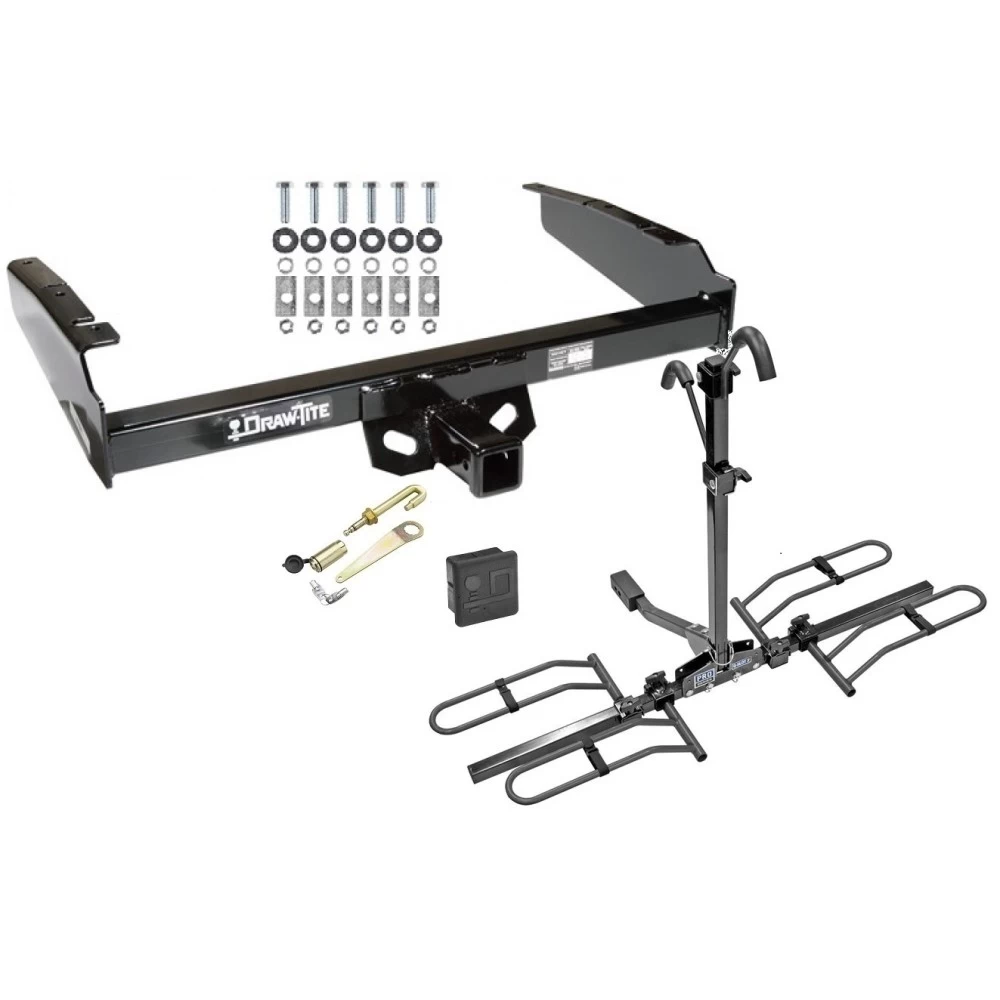 Trailer Tow Hitch For 80-97 Ford F-150 F-250 F-350 80-83 F-100 1997 Heavy Duty Platform Style 2 Bike Rack Hitch Lock and Cover