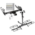 Trailer Tow Hitch For 63-87 Chevy GMC C/K 63-79 Ford 68-02 Dodge 74-88 Ramcharger w/ Deep Drop Bumper Platform Style 2 Bike Rack w/ Anti Rattle Hitch Lock