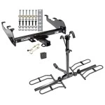 Trailer Tow Hitch For 63-87 Chevy GMC C/K 63-79 Ford 68-02 Dodge 74-88 Ramcharger w/ Deep Drop Bumper Platform Style 2 Bike Rack Hitch Lock and Cover