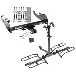 Trailer Tow Hitch For 63-87 Chevy GMC C/K 63-79 Ford 68-02 Dodge 74-88 Ramcharger w/ Deep Drop Bumper Platform Style 2 Bike Rack Hitch Lock and Cover