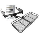 Trailer Tow Hitch For 63-87 Chevy GMC C/K 63-79 Ford 68-02 Dodge 74-88 Ramcharger w/ Deep Drop Bumper Basket Cargo Carrier Platform w/ Hitch Pin