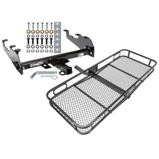 Trailer Tow Hitch For 63-87 Chevy GMC C/K 63-79 Ford 68-02 Dodge 74-88 Ramcharger w/ Deep Drop Bumper Basket Cargo Carrier Platform w/ Hitch Pin