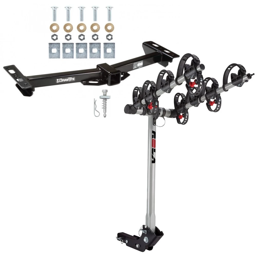 Trailer Tow Hitch For 88-00 Chevy GMC C/K Pickup Roll Pan Bumper w/ 4 Bike Carrier Rack