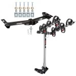 Trailer Tow Hitch For 88-00 Chevy GMC C/K Pickup Roll Pan Bumper w/ 4 Bike Carrier Rack