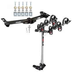 Trailer Tow Hitch For 88-00 Chevy GMC C/K Pickup Roll Pan Bumper w/ 4 Bike Carrier Rack