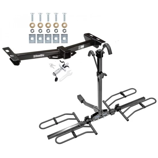 Trailer Tow Hitch For 88-00 Chevy GMC C/K Pickup Roll Pan Bumper Platform Style 2 Bike Rack w/ Anti Rattle Hitch Lock