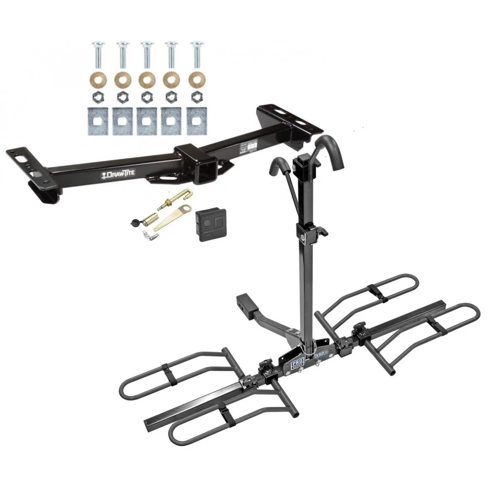 Trailer Tow Hitch For 88-00 Chevy GMC C/K Pickup Roll Pan Bumper Platform Style 2 Bike Rack Hitch Lock and Cover