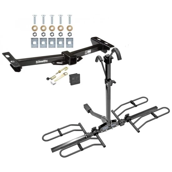 Trailer Tow Hitch For 88-00 Chevy GMC C/K Pickup Roll Pan Bumper Platform Style 2 Bike Rack Hitch Lock and Cover