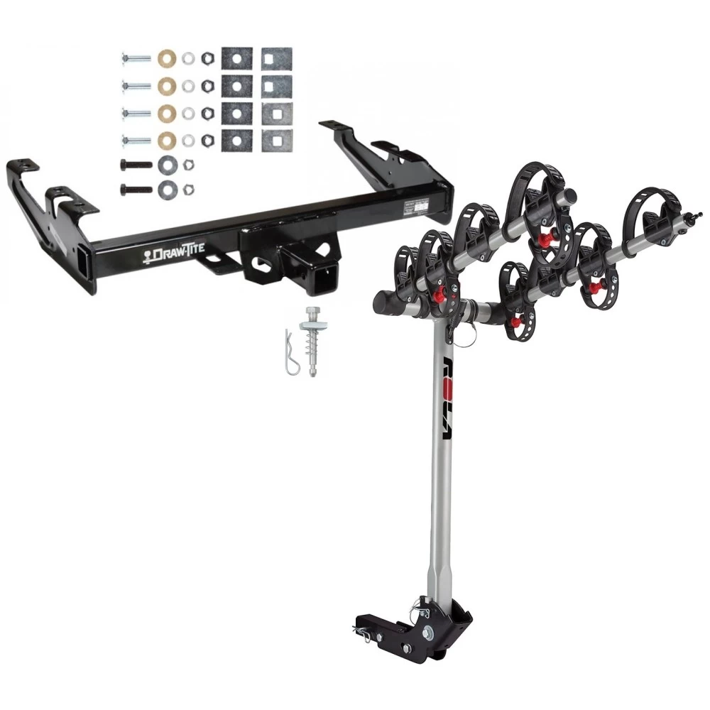 Trailer Tow Hitch For 88-00 Chevy GMC C/K Pickup Standard or Step Bumper w/ 4 Bike Carrier Rack