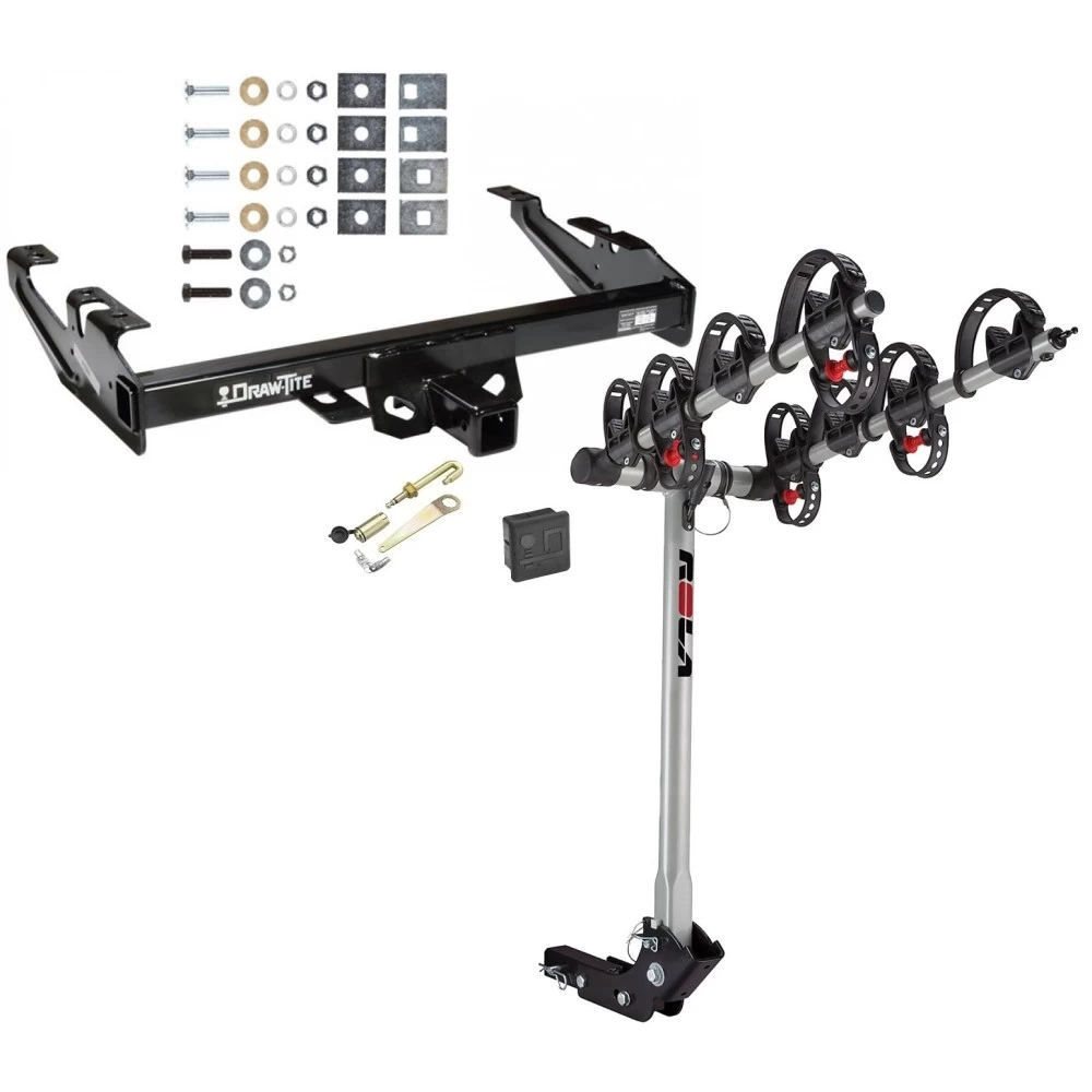 Trailer Tow Hitch For 88-00 Chevy GMC C/K 1500 2500 3500 4 Bike Rack w/ Hitch Lock and Cover