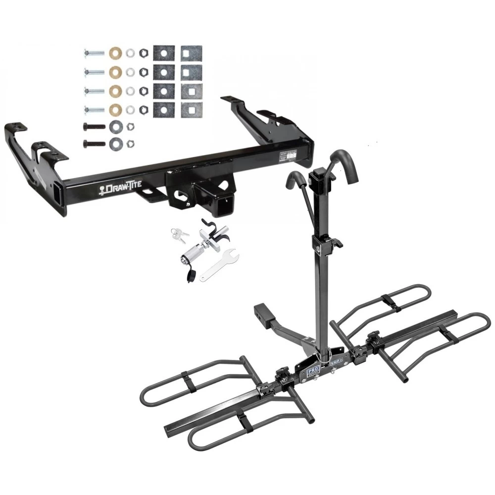 Trailer Tow Hitch For 88-00 Chevy GMC C/K Pickup Standard or Step Bumper Platform Style 2 Bike Rack w/ Anti Rattle Hitch Lock