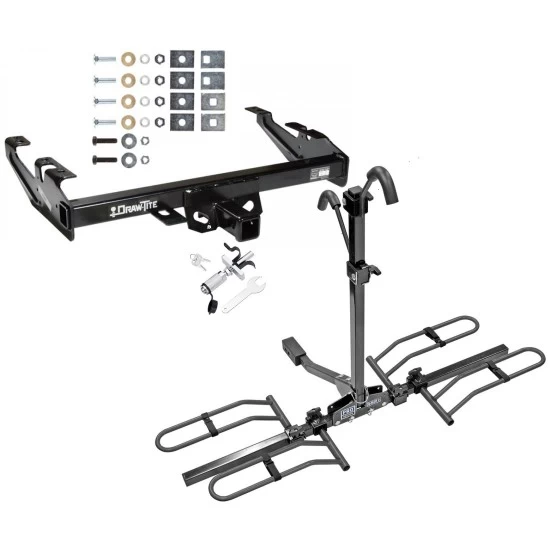 Trailer Tow Hitch For 88-00 Chevy GMC C/K Pickup Standard or Step Bumper Platform Style 2 Bike Rack w/ Anti Rattle Hitch Lock