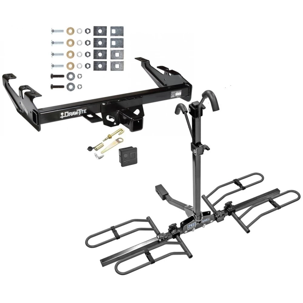 Trailer Tow Hitch For 88-00 Chevy GMC C/K Pickup Standard or Step Bumper Platform Style 2 Bike Rack Hitch Lock and Cover