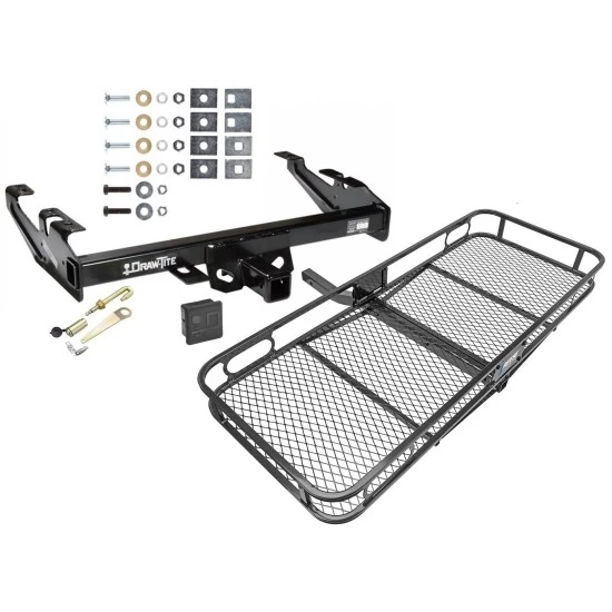 Trailer Tow Hitch For 88-00 Chevy GMC C/K Pickup Standard or Step Bumper Basket Cargo Carrier Platform Hitch Lock and Cover