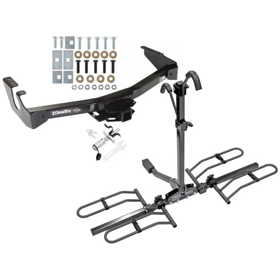 Trailer Tow Hitch For 94-03 Dodge Van w/ Standard Bumper Platform Style 2 Bike Rack w/ Anti Rattle Hitch Lock