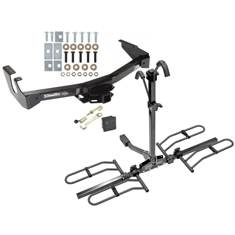 Trailer Tow Hitch For 94-03 Dodge Van w/ Standard Bumper Platform Style 2 Bike Rack Hitch Lock and Cover