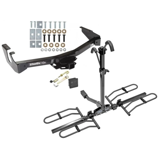 Trailer Tow Hitch For 94-03 Dodge Van w/ Standard Bumper Platform Style 2 Bike Rack Hitch Lock and Cover