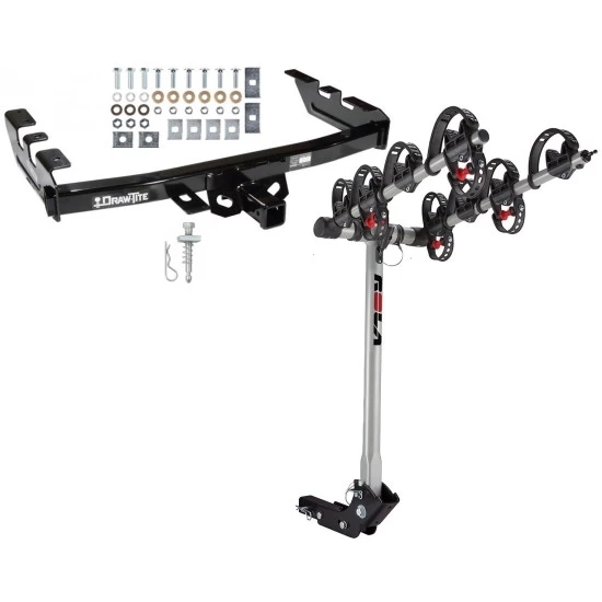 Trailer Tow Hitch For 99-07 Chevy Silverado GMC Sierra 1500 2007 Classic 99-04 2500 LD 01-06 1500 HD w/ 4 Bike Carrier Rack