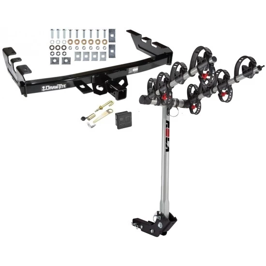 Trailer Tow Hitch For 99-07 Chevy Silverado GMC Sierra 1500 2007 Classic 99-04 2500 LD 01-06 1500 HD 4 Bike Rack w/ Hitch Lock and Cover