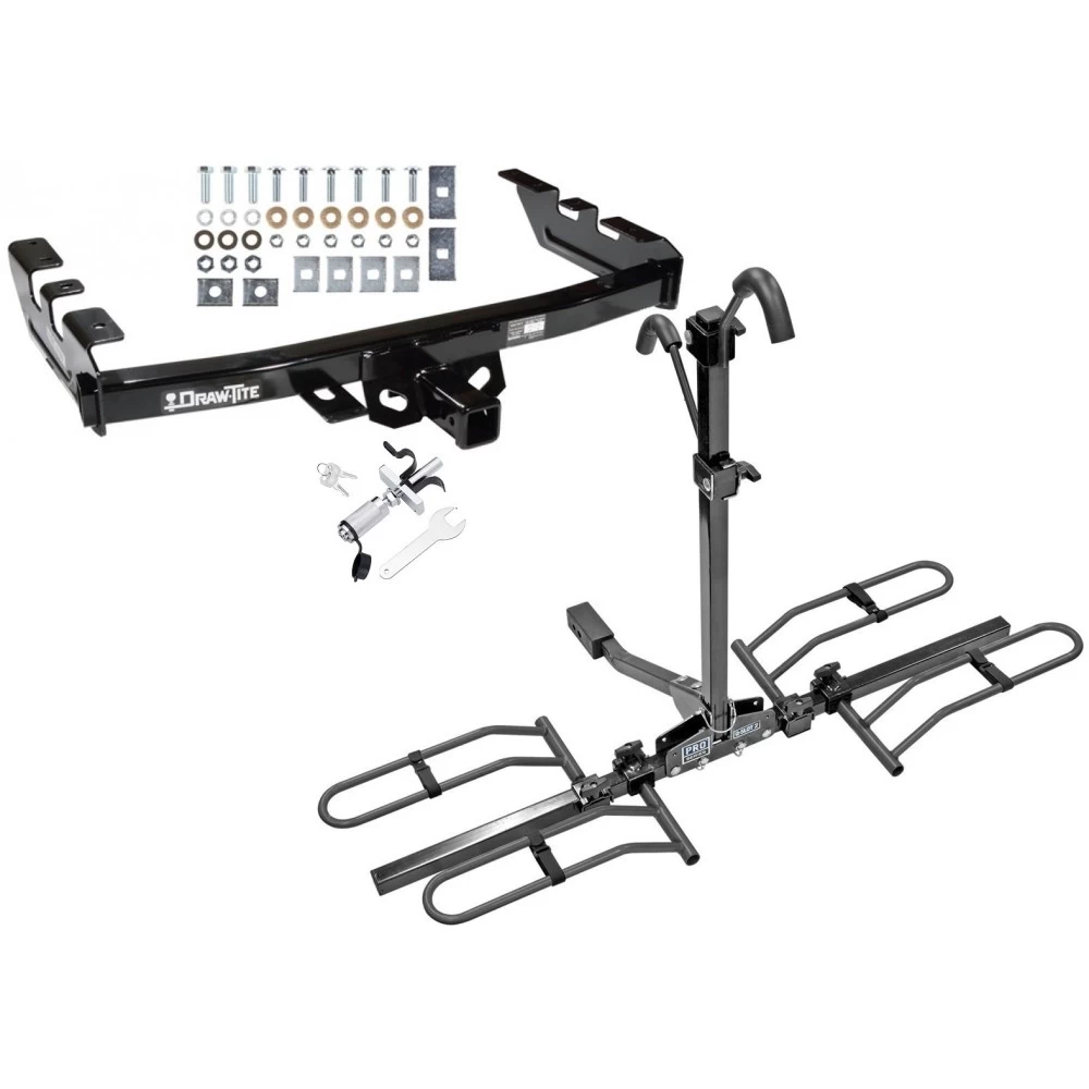 Trailer Tow Hitch For 99-07 Chevy Silverado GMC Sierra 1500 2007 Classic 99-04 2500 LD 01-06 1500 HD Platform Style 2 Bike Rack w/ Anti Rattle Hitch Lock