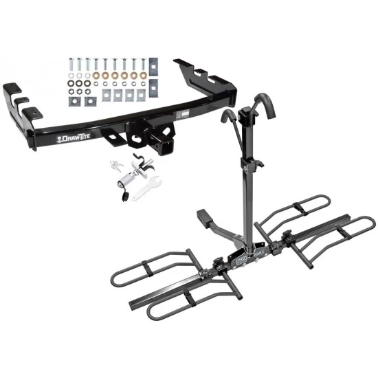 Trailer Tow Hitch For 99-07 Chevy Silverado GMC Sierra 1500 2007 Classic 99-04 2500 LD 01-06 1500 HD Platform Style 2 Bike Rack w/ Anti Rattle Hitch Lock