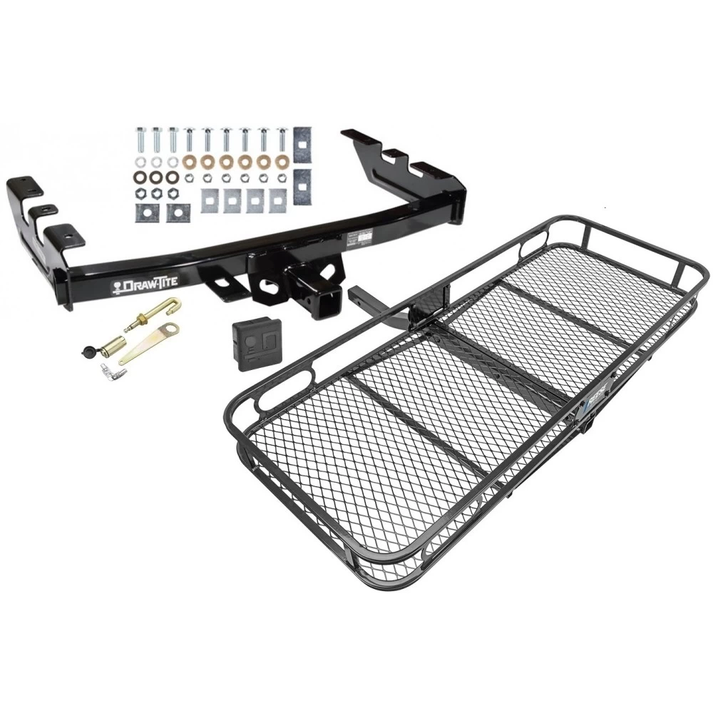 Trailer Tow Hitch For 99-07 Chevy Silverado GMC Sierra 1500 2007 Classic 99-04 2500 LD 01-06 1500 HD Basket Cargo Carrier Platform Hitch Lock and Cover