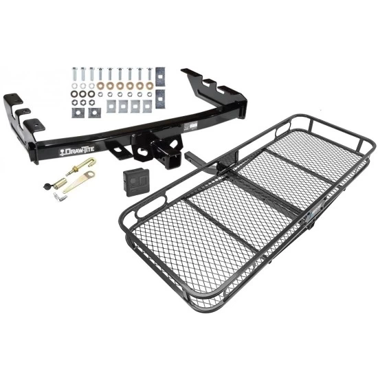 Trailer Tow Hitch For 99-07 Chevy Silverado GMC Sierra 1500 2007 Classic 99-04 2500 LD 01-06 1500 HD Basket Cargo Carrier Platform Hitch Lock and Cover