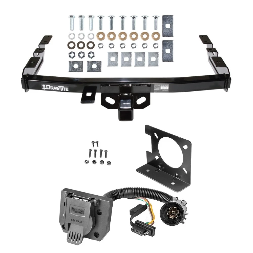 Class 4 Trailer Hitch w/ Wiring Kit For 99-06 Chevy Silverado GMC Sierra 1500 HD 99-04 2500 LD (07-07 Classic) Standard or Step Bumper 7-Way Pin Blade RV 4-Flat Plug Harness Light w/ Bracket