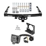 Class 4 Trailer Hitch w/ Wiring Kit For 99-06 Chevy Silverado GMC Sierra 1500 HD 99-04 2500 LD (07-07 Classic) Standard or Step Bumper 7-Way Pin Blade RV 4-Flat Plug Harness Light w/ Bracket