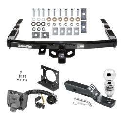 Trailer Hitch Package w/ Wiring For 99-06 Chevy Silverado GMC Sierra 1500 HD 99-04 2500 LD (07-07 Classic) Standard or Step Bumper w/ 2" Ball 2" Drop Mount 7-Way Pin Blade RV Class 4
