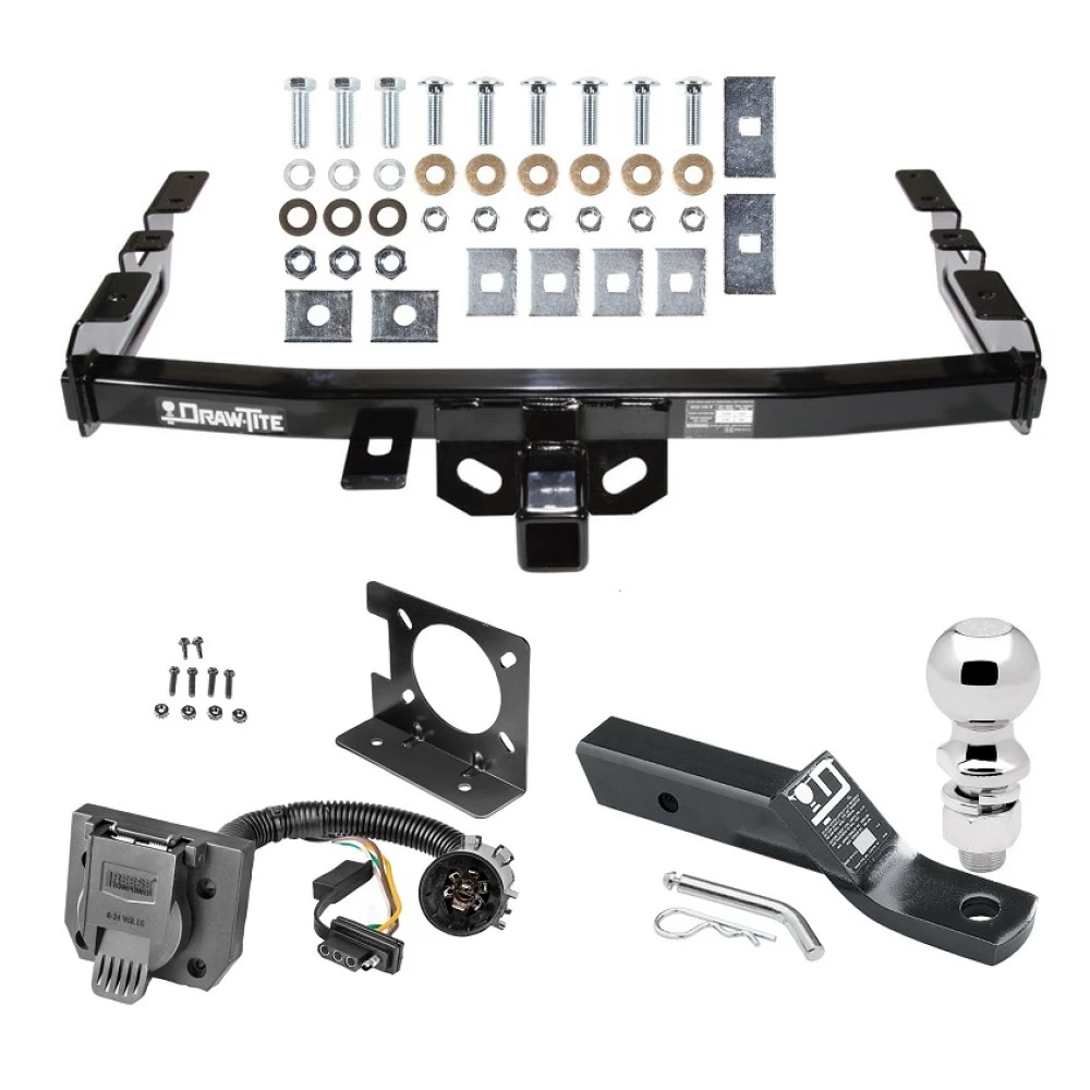 Trailer Hitch Package w/ Wiring For 99-06 Chevy Silverado GMC Sierra 1500 HD 99-04 2500 LD (07-07 Classic) Standard or Step Bumper w/ 2-5/16"" Ball 2" Drop Mount 7-Way Pin Blade RV Class 4