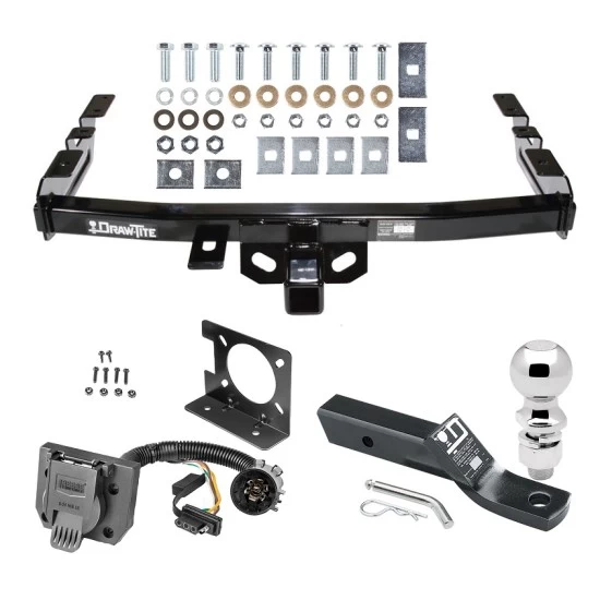 Trailer Hitch Package w/ Wiring For 99-06 Chevy Silverado GMC Sierra 1500 HD 99-04 2500 LD (07-07 Classic) Standard or Step Bumper w/ 2-5/16"" Ball 2" Drop Mount 7-Way Pin Blade RV Class 4