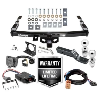 Trailer Hitch Brake Control Wiring For 99-06 Chevy Silverado GMC Sierra 1500 HD 99-04 2500 LD (07-07 Classic) Standard or Step Bumper w/ Dual 2" and 2- 5/16" Ball 2" Drop Mount 7-Way Pin Blade RV Controller Class 4