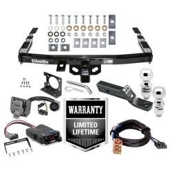 Trailer Hitch Brake Control Wiring For 99-06 Chevy Silverado GMC Sierra 1500 HD 99-04 2500 LD (07-07 Classic) Standard or Step Bumper w/ Dual 2" and 2- 5/16" Ball 2" Drop Mount 7-Way Pin Blade RV Controller Class 4