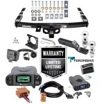 Trailer Hitch w/ Tekonsha Prodigy P3 Brake Control For 99-02 Chevy Silverado GMC Sierra 1500 99-02 2500 LD w/ Plug Play Wiring 2" 2- 5/16" Ball 2" Drop Mount 7-Way Pin Blade RV Controller Class 4