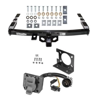 Class 4 Trailer Hitch w/ Wiring Kit For 99-06 Chevy Silverado GMC Sierra 1500 HD 99-04 2500 LD (07-07 Classic) Standard or Step Bumper 7-Way Pin Blade RV 4-Flat Plug Harness Light w/ Bracket