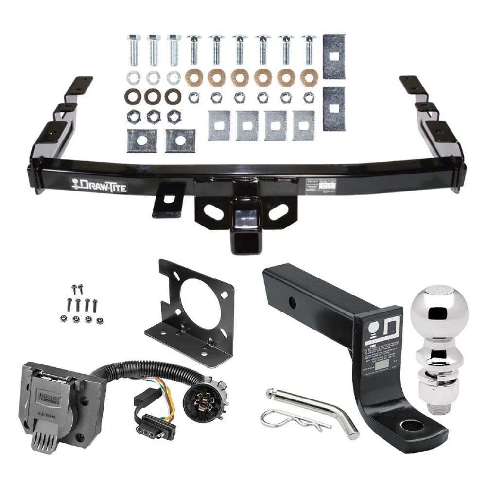 Trailer Hitch Package w/ Wiring For 99-06 Chevy Silverado GMC Sierra 1500 HD 99-04 2500 LD (07-07 Classic) Standard or Step Bumper w/ 2-5/16" Ball 4" Drop Mount 7-Way Pin Blade RV Class 4