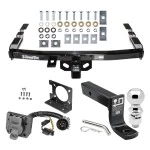 Trailer Hitch Package w/ Wiring For 99-06 Chevy Silverado GMC Sierra 1500 HD 99-04 2500 LD (07-07 Classic) Standard or Step Bumper w/ 2-5/16" Ball 4" Drop Mount 7-Way Pin Blade RV Class 4
