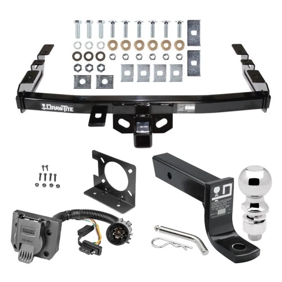 Trailer Hitch Package w/ Wiring For 99-06 Chevy Silverado GMC Sierra 1500 HD 99-04 2500 LD (07-07 Classic) Standard or Step Bumper w/ 2-5/16" Ball 4" Drop Mount 7-Way Pin Blade RV Class 4