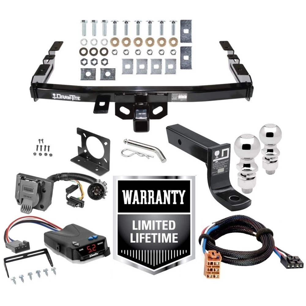 Trailer Hitch Brake Control For 99-06 Chevy Silverado GMC Sierra 1500 HD 99-04 2500 LD (07-07 Classic) Standard or Step Bumper w/ Plug Play Wiring 2" and 2- 5/16" Ball 4" Drop Mount 7-Way Pin Blade RV Controller Class 4