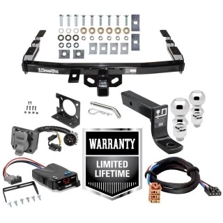 Trailer Hitch Brake Control For 99-06 Chevy Silverado GMC Sierra 1500 HD 99-04 2500 LD (07-07 Classic) Standard or Step Bumper w/ Plug Play Wiring 2" and 2- 5/16" Ball 4" Drop Mount 7-Way Pin Blade RV Controller Class 4