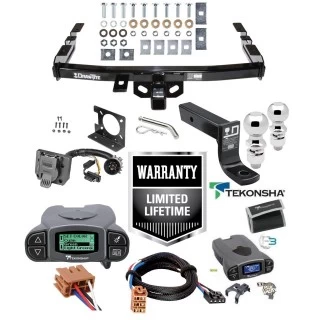 Trailer Hitch w/ Tekonsha Prodigy P3 Brake Control For 03-07 Chevy Silverado GMC Sierra 1500 03-04 2500 LD w/ Plug Play Wiring 2" 2- 5/16" Ball 4" Drop Mount 7-Way Pin Blade RV Controller Class 4