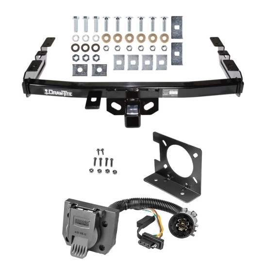 Class 4 Trailer Hitch w/ Wiring Kit For 99-06 Chevy Silverado GMC Sierra 1500 HD 99-04 2500 LD (07-07 Classic) Standard or Step Bumper 7-Way Pin Blade RV 4-Flat Plug Harness Light w/ Bracket