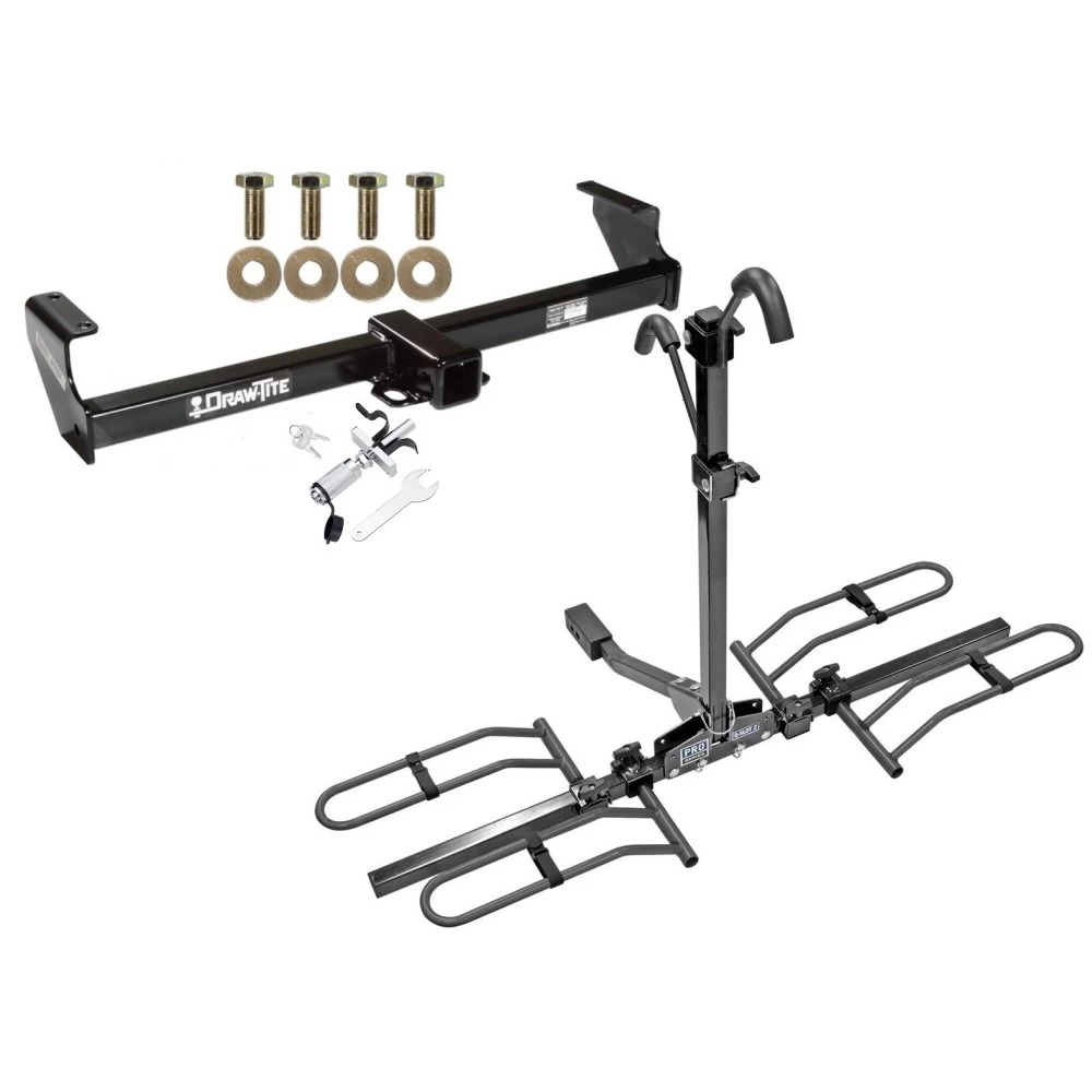 Trailer Tow Hitch For 99-04 Chevy Tracker Suzuki Vitara 99-05 Grand Vitara 02-06 XL-7 Platform Style 2 Bike Rack w/ Anti Rattle Hitch Lock