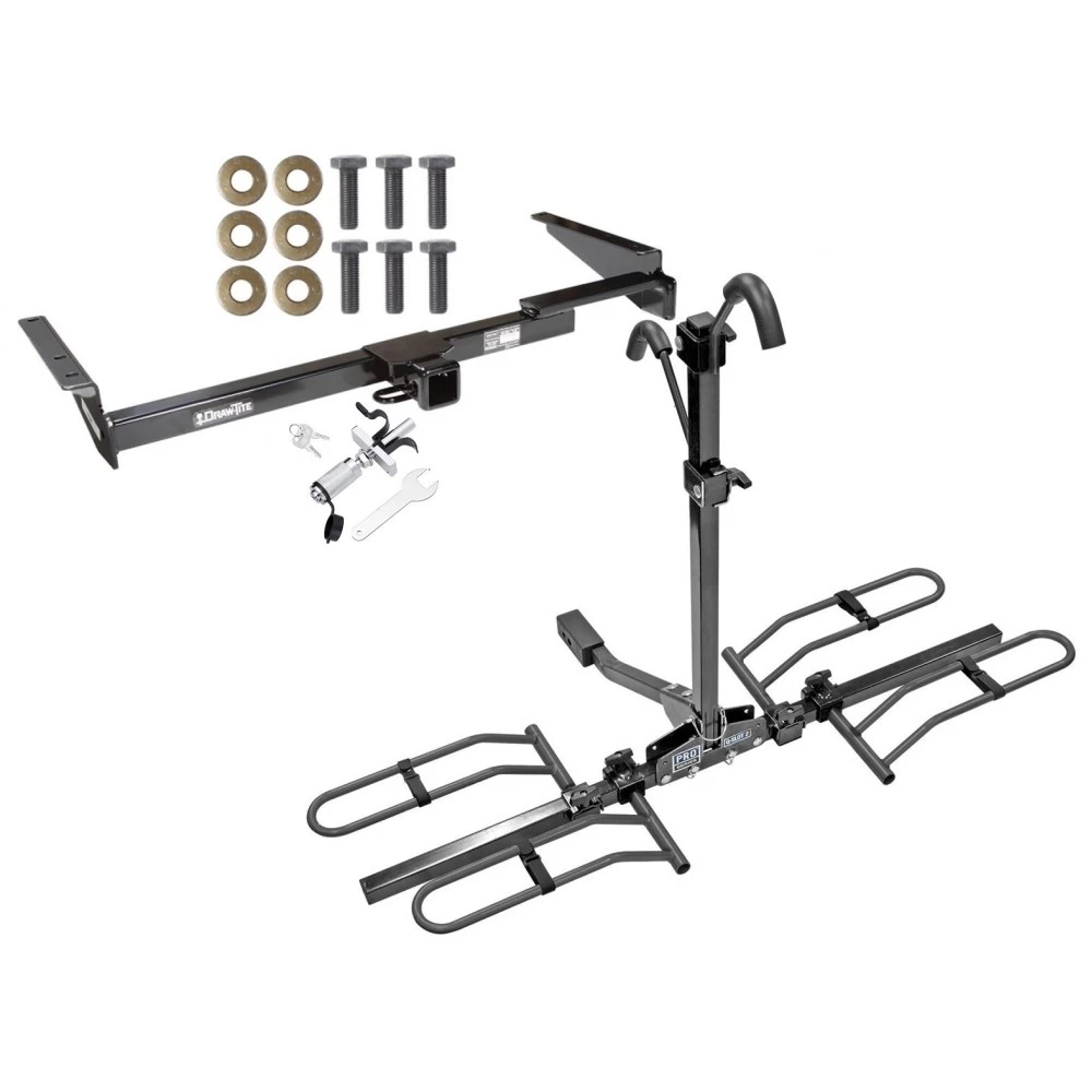 Trailer Tow Hitch For 99-03 Lexus RX300 01-03 Toyota Highlander Platform Style 2 Bike Rack w/ Anti Rattle Hitch Lock