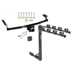 Trailer Tow Hitch w/ 4 Bike Rack For 01-06 Hyundai Santa Fe All Models tilt away adult or child arms fold down carrier w/ Lock and Cover