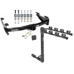 Trailer Tow Hitch w/ 4 Bike Rack For 01-10 Chevy Silverado GMC Sierra 2500 3500 HD 2007 Classic, 6-1/2 & 8 Ft Bed tilt away adult or child arms fold down carrier w/ Lock and Cover