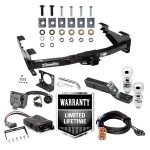 Trailer Hitch Brake Control Wiring For 01-10 Chevy Silverado GMC Sierra 2500 HD 3500 HD 07-07 Classic w/ Dual 2" and 2- 5/16" Ball 2" Drop Mount 7-Way Pin Blade RV Controller Class 4